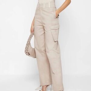 Women's Beige Cargo Pants with corset high waist